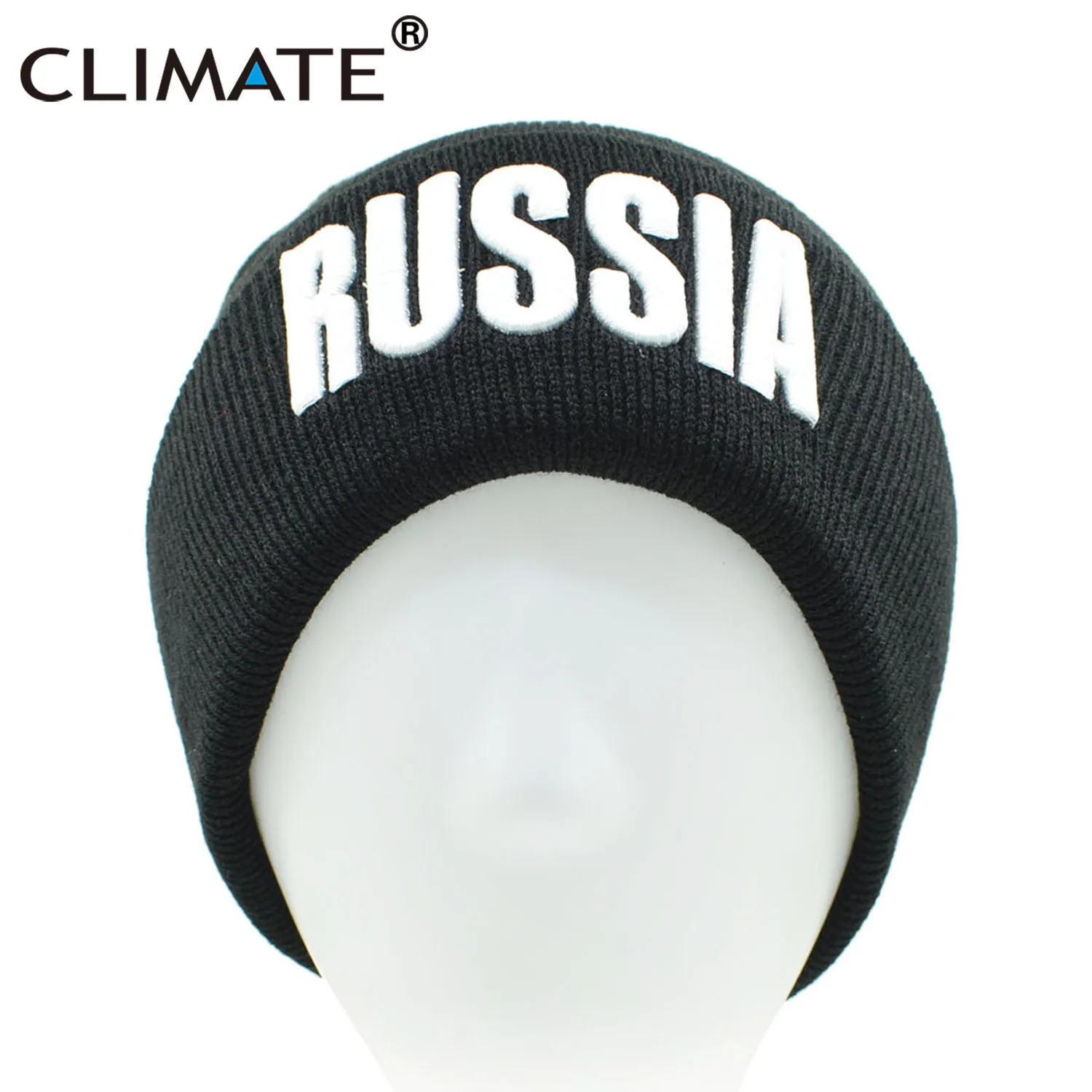 CLIMATE RUSSIA Beanie Hat Skullies RUSSIA Logo Russian National Day Black Beanie Hat  for Adult Men Women