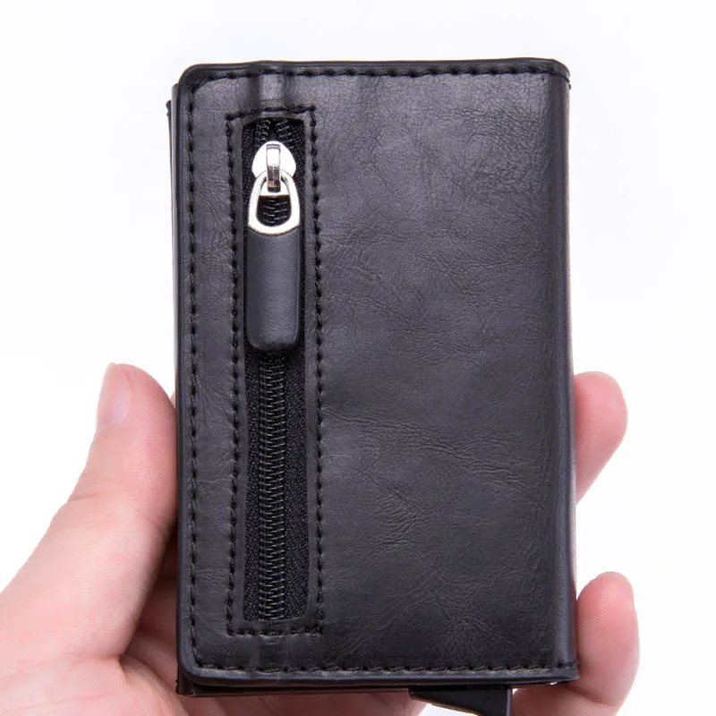 2019 New Style Credit Card Holder Business ID Card Holder With RFID Block Reading Magnetic Closure Card Cases Mini Zipper Wallet