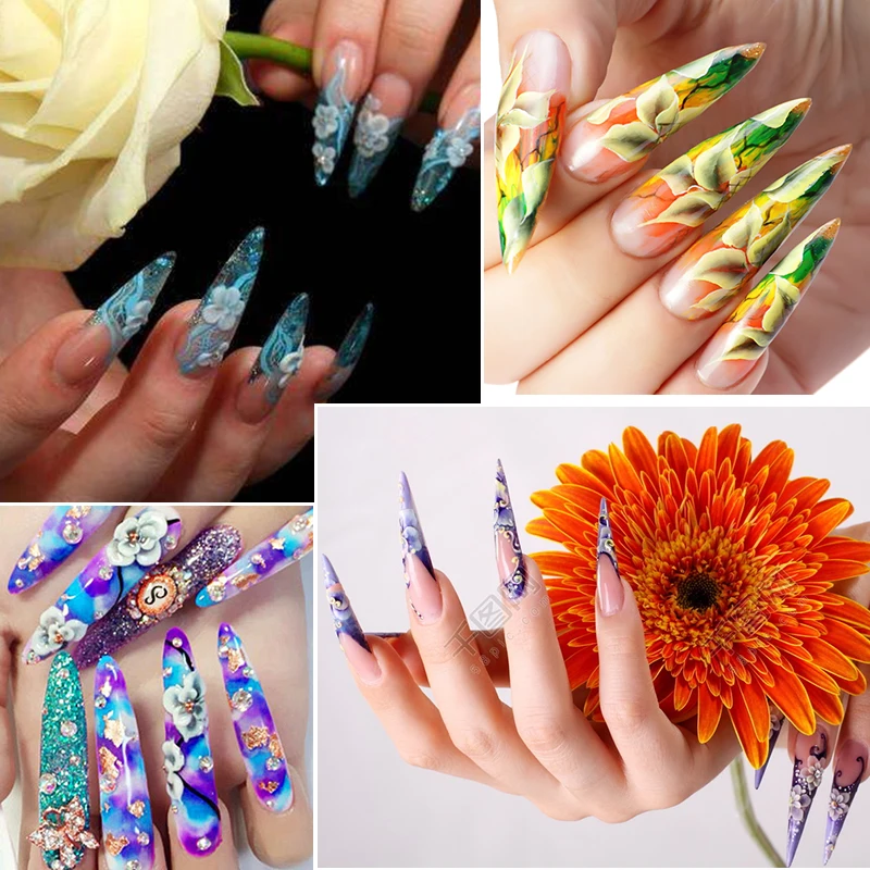 240-teiliges Nagelkunst-Set, klare, natürliche, vollständig bedeckende, ovale, spitze Stiletto-Kunstnägel für künstliche Maniküre im Salon – Detail 6