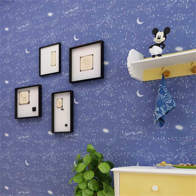 

beibehang star moon Children luminous wallpaper roll Papel de parede 3d wallpaper for walls rustic wall papers home decor papier