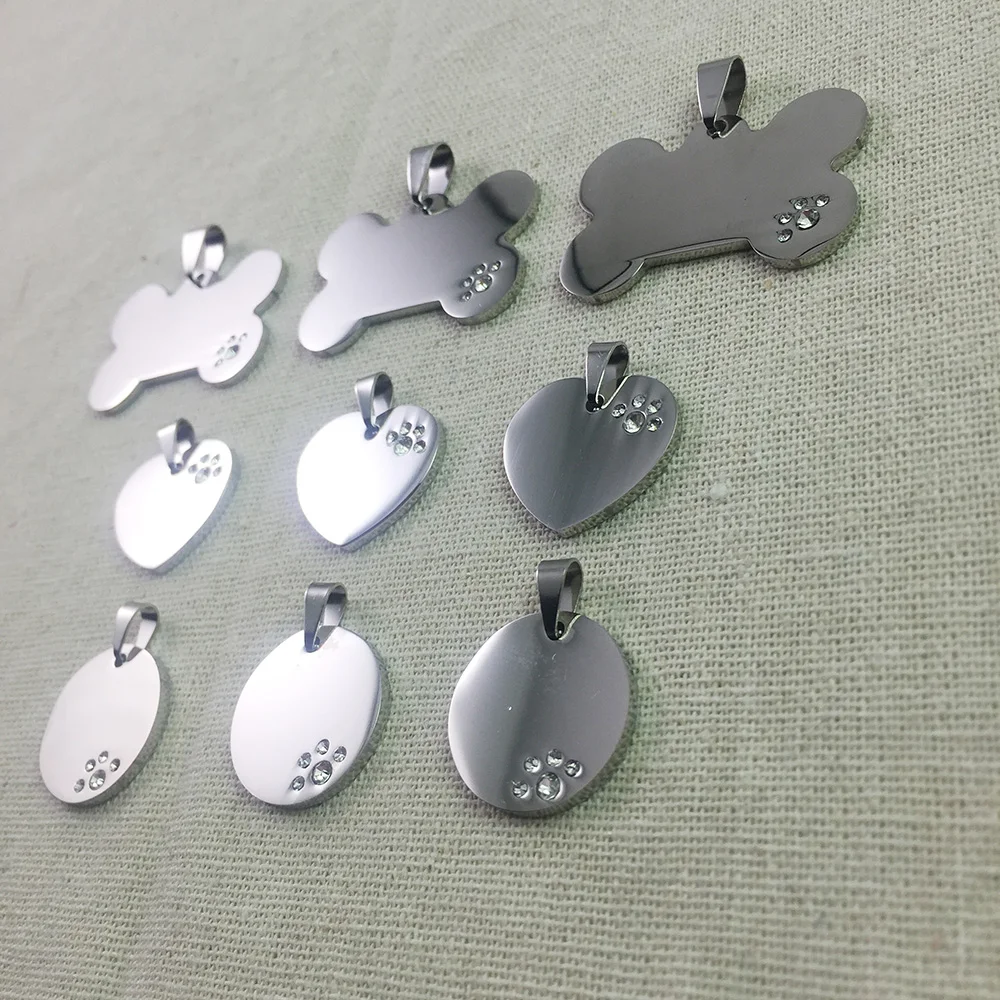 30pcs/lot Mirror Polish  Stainless Steel Dog Tag Pendants Blank Pendants For Necklaces DIY Jewelry