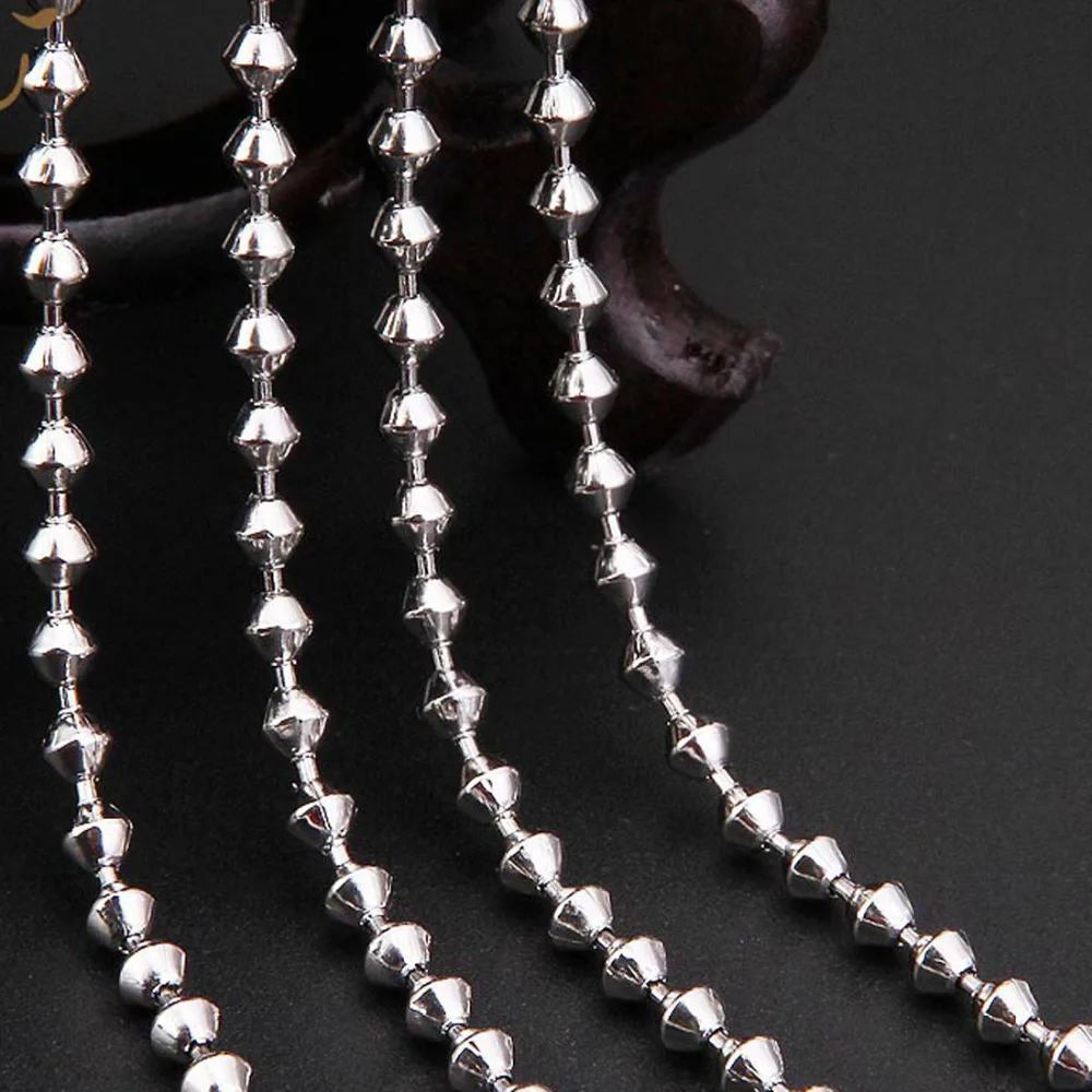 

1.5-3.2mm Wholesale In Bulk 316L Stainless Steel Silver Color Geometri Bead Link Chain DIY Necklace Handing For Pendant 16-40"