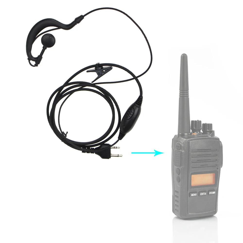 2 Pin w kształcie litery G słuchawki słuchawki zestaw słuchawkowy PTT MIC dla MIDLAND Walkie Talkie G6/G7/G8/ g9 GXT550 GXT650 LXT80 LXT110 LXT112 Radio