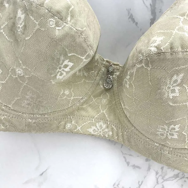 Khaki lace bra full coverage C D E F G cup brasssiere big breast Large bust bras 36-48 soft comfort Breathable push up bh C3204