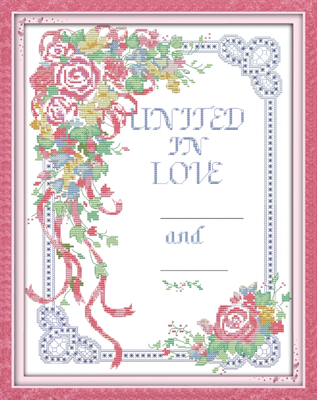 Wedding vows cross stitch kit flower 18ct 14ct 11ct count printed canvas stitching embroidery DIY handmade needlework