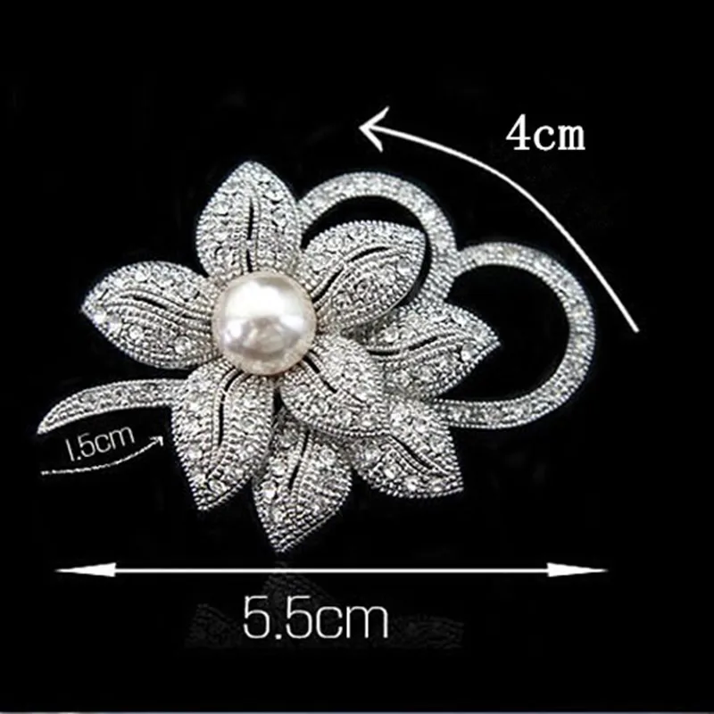 Retail!!High Quality Vintage Style Clear Austria Crystals Imitation Pearl Big Bow Brooch Wedding Accessories