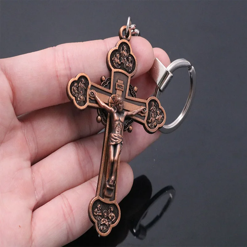 New Fashion Saint Jesus Christ Cross Pendant Key Chain Car Keyring Key, Men\'s Jewelry Car Keychain Jewelry