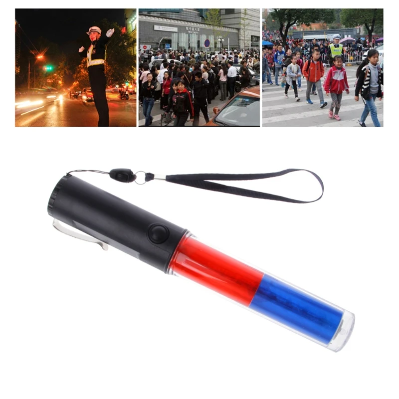 Powerful LED Flashlight Plastic Traffic Wand Torch 4 Modes Blizzard Flash