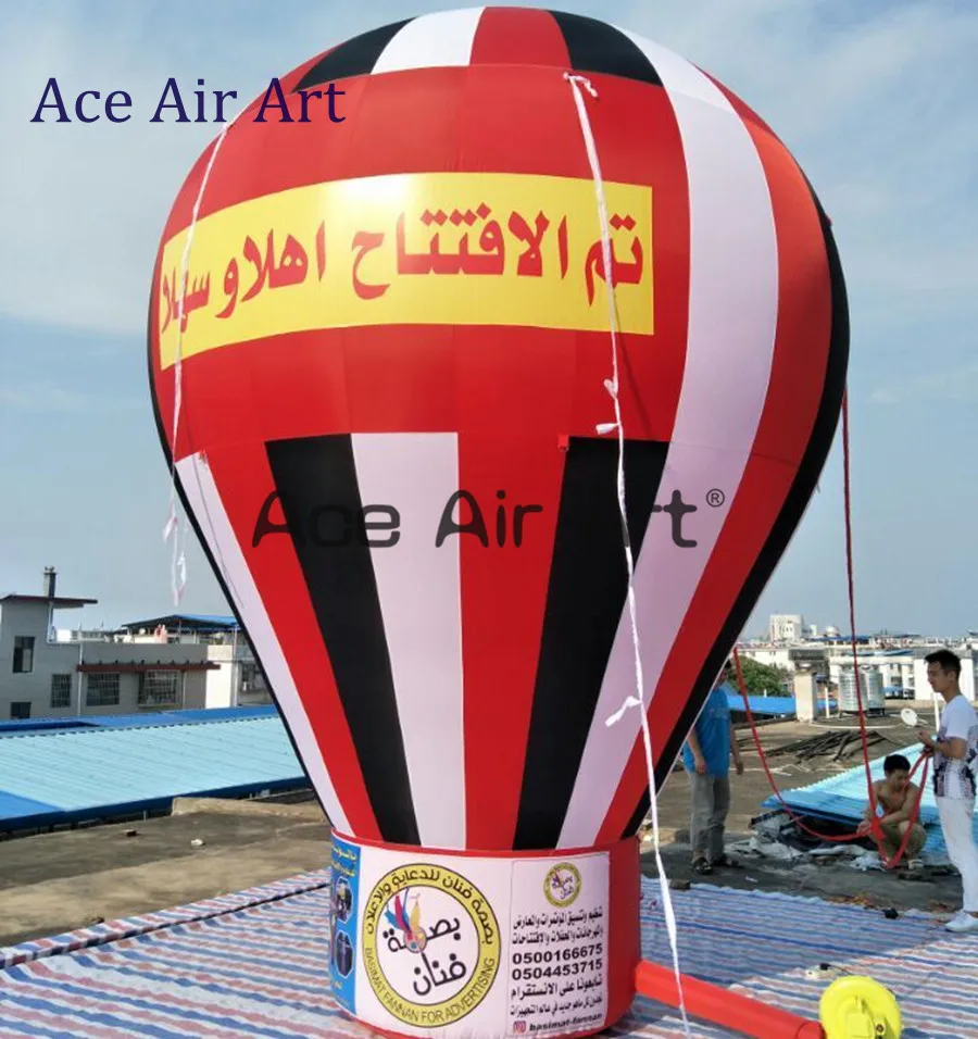 Customized Logo 5 m Hot Inflatable Cold Air Balloon Rooftop Standing Balloon for Advertising