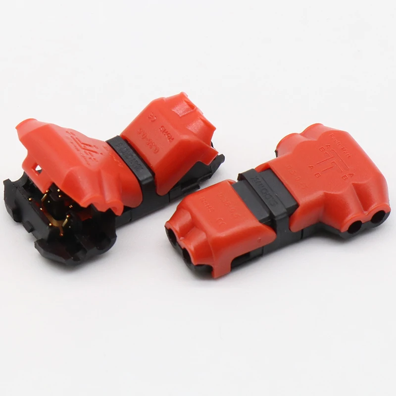 5pcs 2 Pin 2 Way dc/ac 300v 10a Universal Compact Wire Wiring Connector T SHAPE Conductor Terminal Block With Lever AWG 18-24