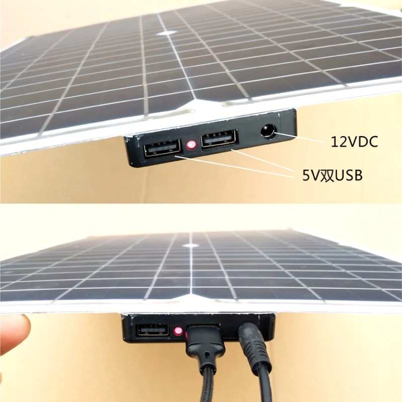 20W DC 12V 5V 3 มม.สัตว์เลี้ยงแบบพกพา Monocrystalline พลังงานแสงอาทิตย์แผงชาร์จ USB สำหรับกระเป๋าเป้สะพายหลัง/โทรศัพท์มือถือ /คอมพิวเตอร์/รถยนต์/ชาร์จไฟ