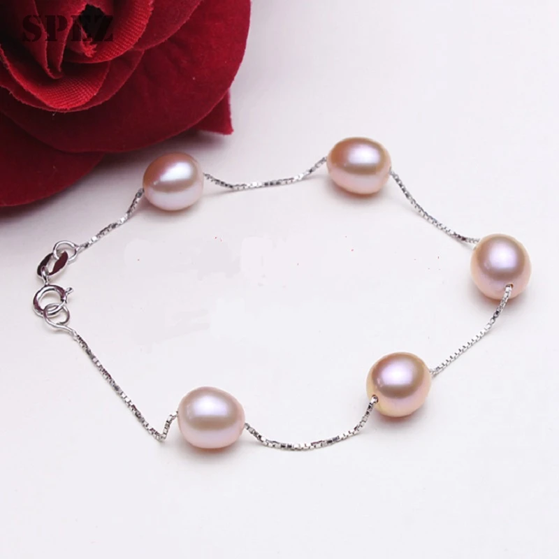 Charm Bracelet Pearl Jewelry Natural Freshwater Pearl Genuine High Quality  925 Sterling Silver Pearl Bracelets For Women Gift