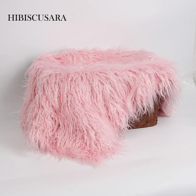 80 x 50cm Newborn Baby Infant Photo Blanket Fake Fur Rug Blankets Plush Photography Background Props Basket Stuffer Filler