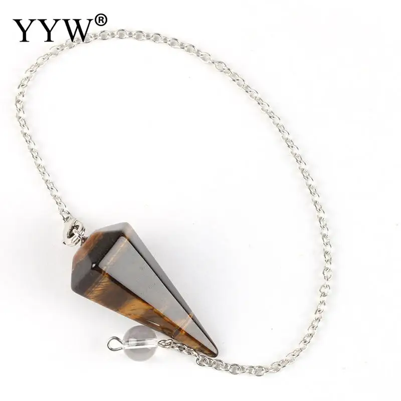 YYW – bijoux en pierre de guérison naturelle pour hommes et femmes, grande taille, pyramide Reiki, pendule Hexagonal, chaîne pendentif amulette, bijoux classiques