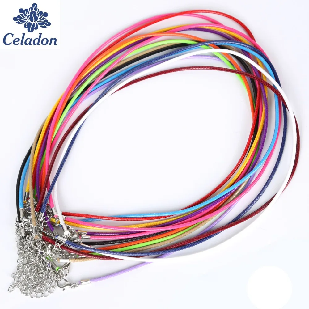New Arrival 2MM 10pcs 19 Colors Faux Leather Cord Chain Adjustable Necklace with Lobster Clasp For DIY Jewelry Findings