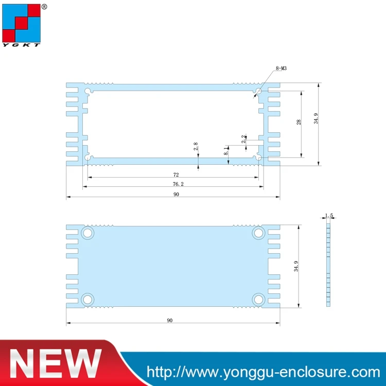 90*35-115 mm (w x h -d free )  Aluminum Extrusion Enclosure Case aluminium electrical enclosures supplier