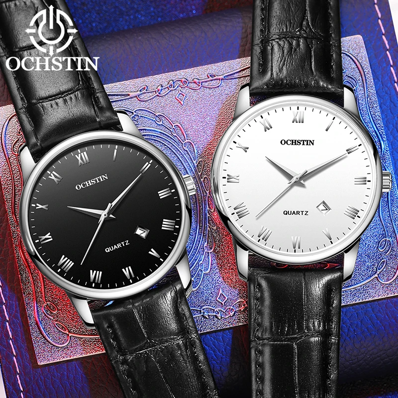 

OCHSTIN New Fashion Men Watches Analog Quartz Wristwatches Sport Date Leather Band Watch Men montre homme erkek kol saati