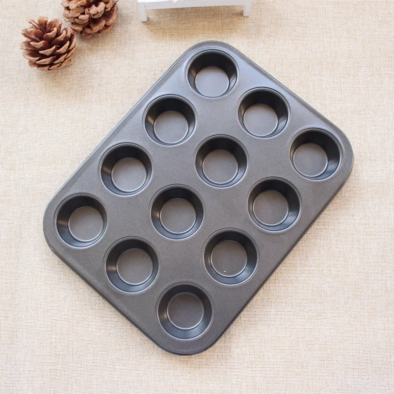 AIWILL Thicken Mini 12 cups Twelve even non-stick molds Pony cakes Egg molds Baking tools