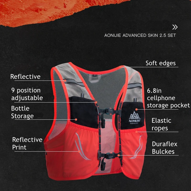 Aonijie 2.5L Backpack Running Vest Nylon Bag Cycling Marathon Portable Ultralight Hiking Lightweight With Waist Bag For Outdoor