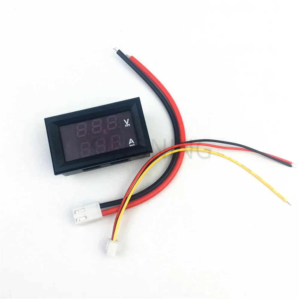 Mini digital voltímetro amperímetro dc 100v 10a painel amp volt tensão medidor de corrente tester 0.28 "azul vermelho duplo display led