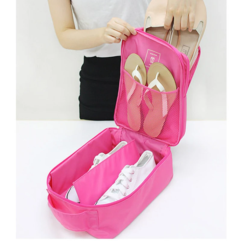 Four Color Shoe Storage Bag For Travel Portable Luggage Organizer 3 Pairs Of Shoes Container Nylon 30*13*21cm Shoe Organizer Box