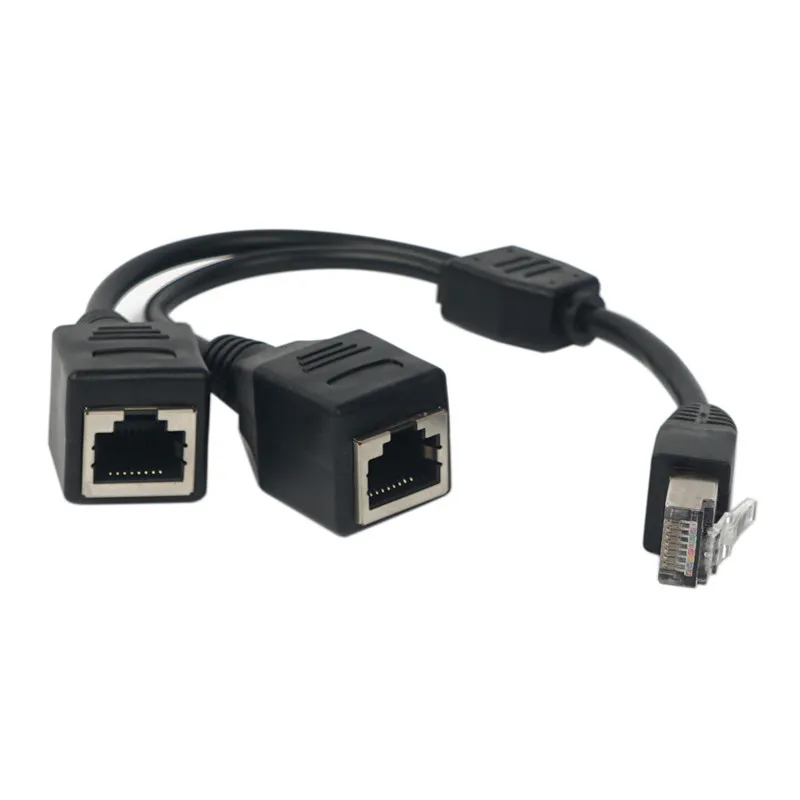 RJ45 1 Male to 2 Female Socket Port LAN Ethernet Network Splitter Y Adapter Cable adapter