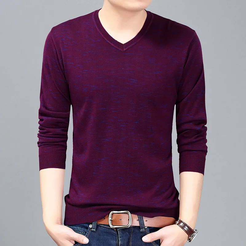 New arrival 2021 Spring Men Casual long sleeve T-shirt men V neck men's render knitted Sweater Tops Tees men's clothing MQA15