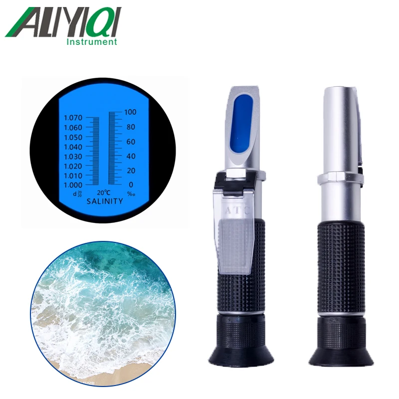 

HH-201 AluminumHand HeldrefractometerSea Salinity Meter Density: 1.000-1.07Precision 0. 001ATC Salt Water Concentration Aquarium