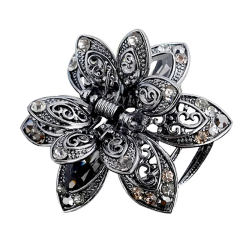 Fashion Big Flower Hair Clips Women Hair Jewelry Vintage Metal Crab Clip Hair Claws For Gilrs Gifts Wedding Hair Accessories