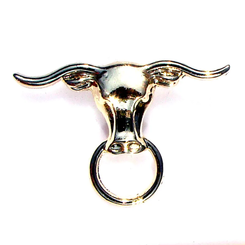 Metal Alloy Longhorn Steer Bull Head Charm Bar Pin Brooch Fashion Eyeglasses Holder Badge Unisex Ornament jewelry