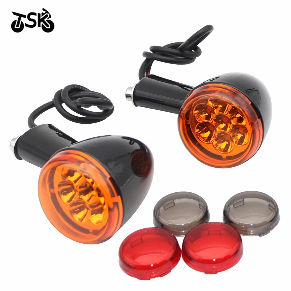 For Harley Sportster XL 883 1200 1992-2017 Motorcycle Rear Amber LED Turn Signals Lights Bracket Indicate Light