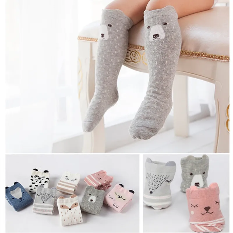 

Children Animal Socks Kids Anti Slip Cute Baby Socks Long Cotton Fox Cat Boys Girls Leg Warmer Color Footwear Funny Quality 1-5Y