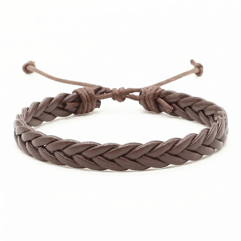 New Arrival Fashion Trendy Handmade Black Brown Weave PU Leather Homme Female Women Bracelet Men\'s Male Jewelry Accessory