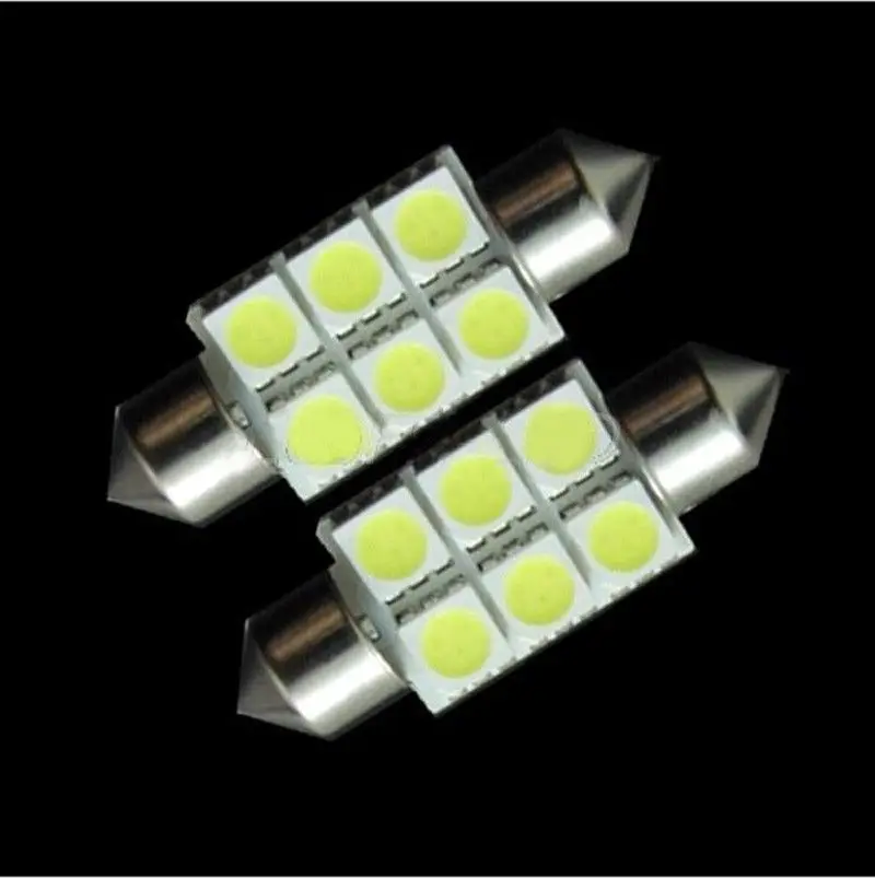 10pcs White 36mm Festoon 5050 6 SMD C5W Car Led Auto Interior Dome Door Light