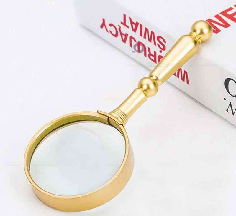 7 times 65mm Pocket Metal Golden Reading Magnifier children Educational magnifying glass Insects Viewer Toys Gift for old Man