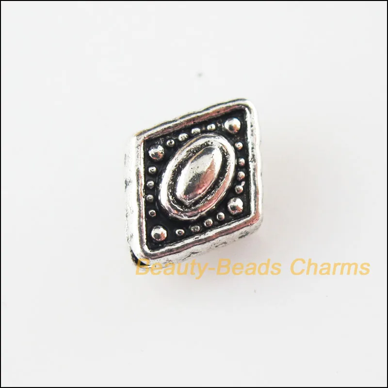 30Pcs Tibetan Silver Color Lozenge Eye Spacer Beads Charms 8x10.5mm