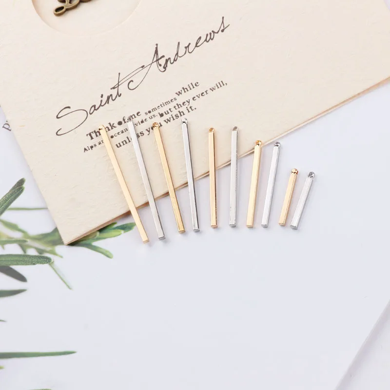 50pcs Copper White k/KC Gold color Short/long sticks Simple blank Bar charm for Earring necklaces Long Strip Pendant for DIY