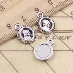 20pcs Charms Dog Bowl Bone 15x10mm Tibetan Bronze Silver Color Pendants Antique Jewelry Making DIY Handmade Craft