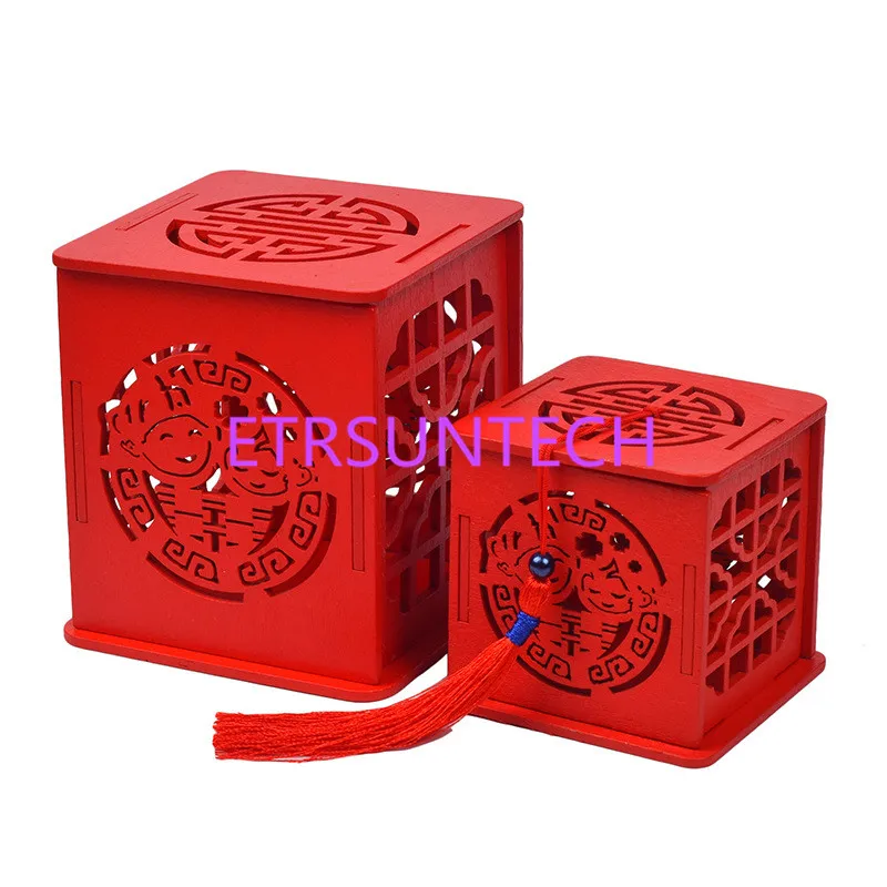 100Pcs/Lot Chinese Style Personalized Wooden Hollow Candy Box Candy Box Wedding Candy Box Personalized Chinese Red wooden