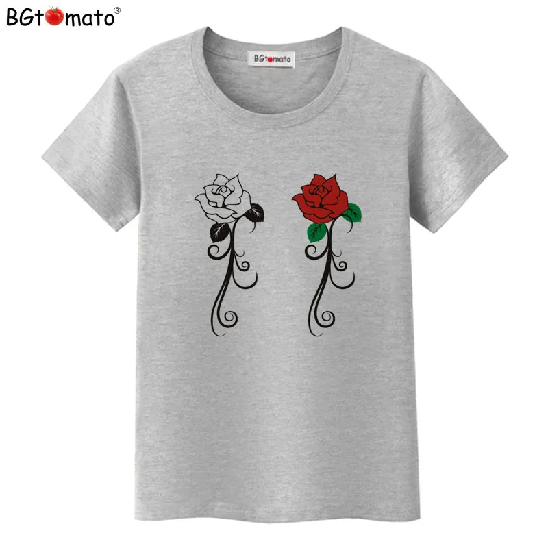 

BGtomato Beautiful Rose t shirt women brand new clothes summer cool shirt Cheap sale women top tees fashion t-shirt