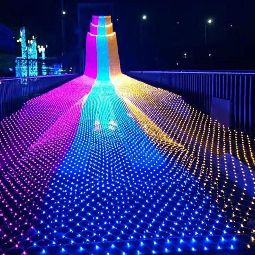 8 Different Modes Multicolour Wedding 220V LED Net Mesh String Light Chirstmas Outdoor Waterproof Holiday Decor Connectable D30