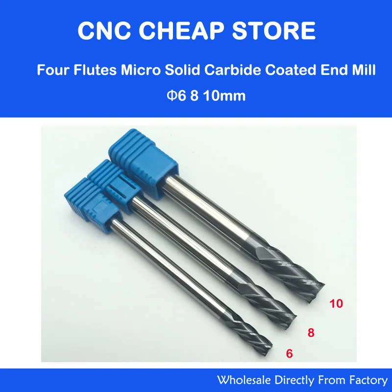 

3Pcs Of 6 8 10mm 4F Four Flutes Micro Solid Carbide Face End Mill CNC Milling Cutter Bits Steel Milling HRC55 Long Sprial 75mm