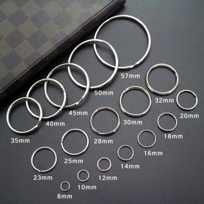 100pcs Stainless Steel Fishing Key Ring Split Clip Swivel Double Loop 8mm to 50mm Hook Connector carp fishing Accessory Tools