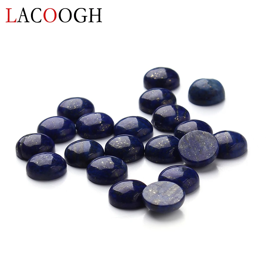 Wholesale 10pcs/lot Dia 4/6/8/10/12/14/16 mm Round Flat back Lapis Lazuli Stone Cabochons Beads for DIY Jewelry Making