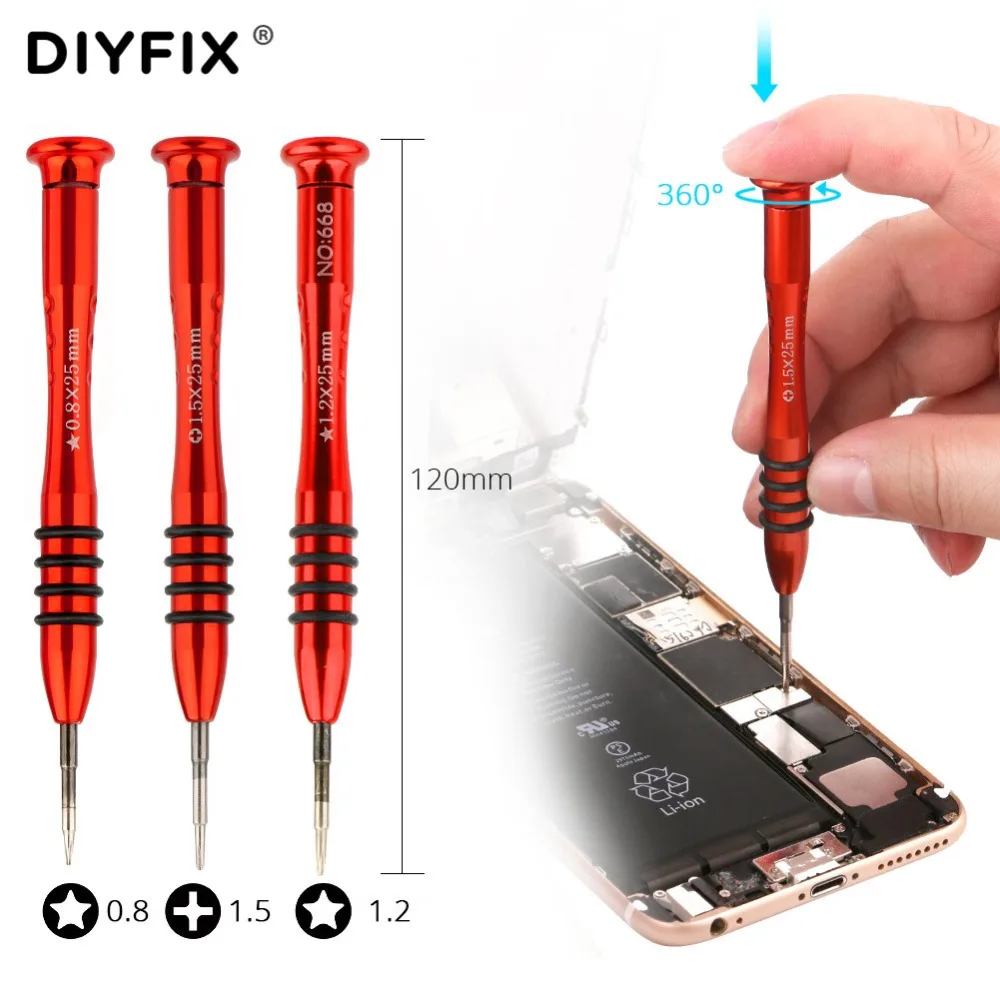 

DIYFIX 1Pc Magnetic Precision Screwdriver P2 P5 Pentalobe 1.5 Cross Y0.6 for iPhone XS Max XR Open Disassemble Repair Tools