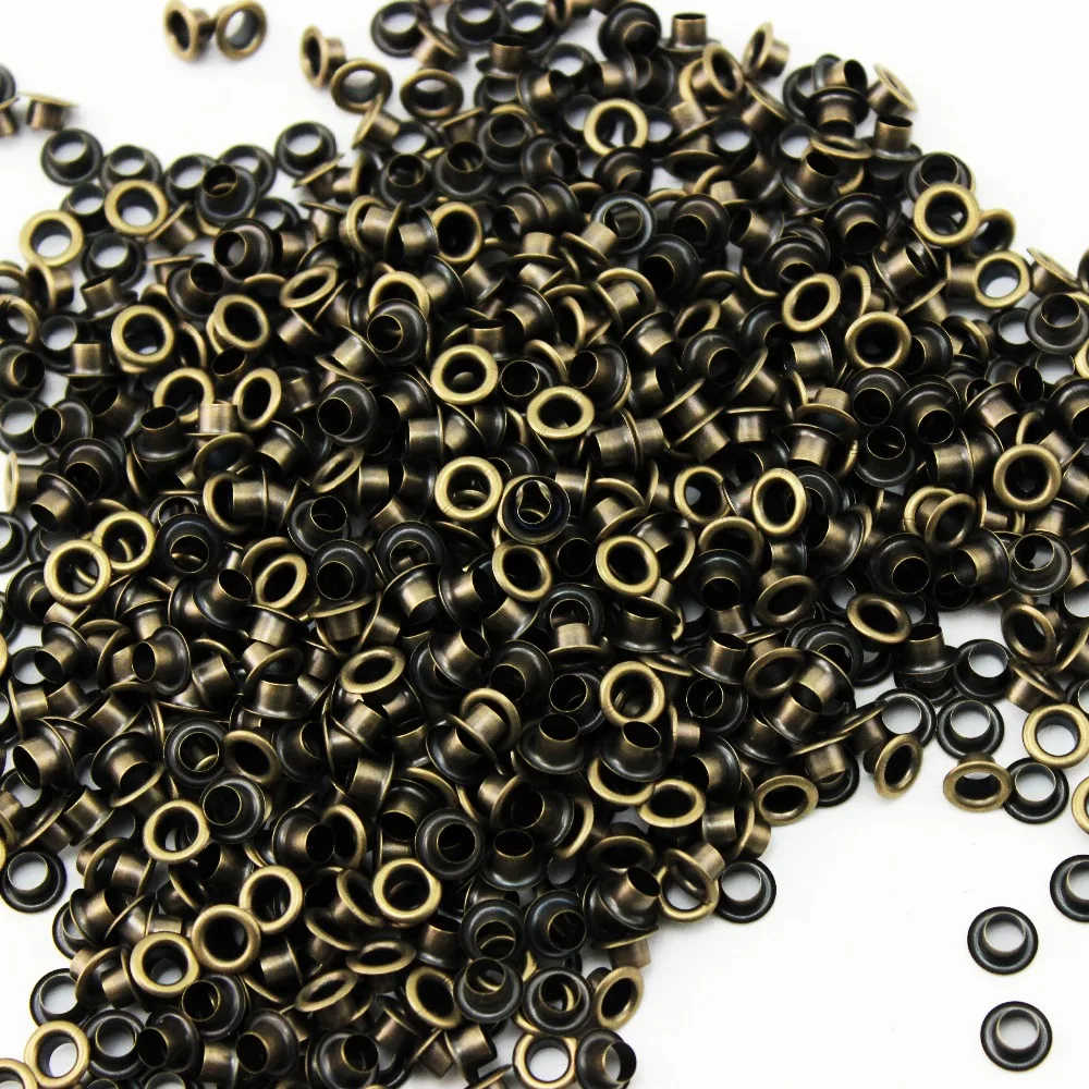 Antique Brass Eyelets for Clothes, Bronze Buttons, Handbag Accessory, Metal Eyelet, 3.5mm, 7mm, 3.5mm, 500Set