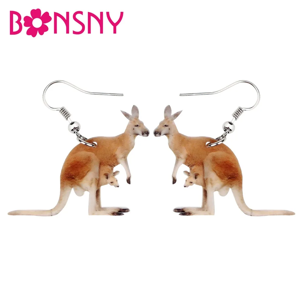 Bonsny Acrylic Australian Kangaroo Earrings Drop Dangle Unique Animal Souvenir Jewelry For Women Girls Gift Accessories Charms