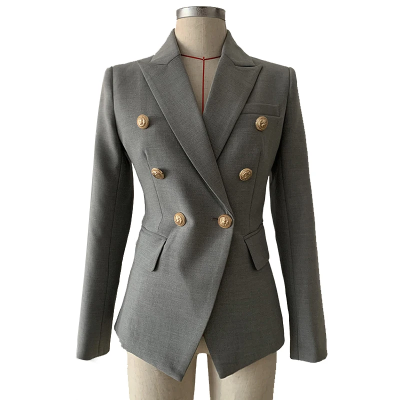 HIgh-end quality blazer double breasted blazer female long sleeve casual suit personality metal buttons outwear wq1421 dropship