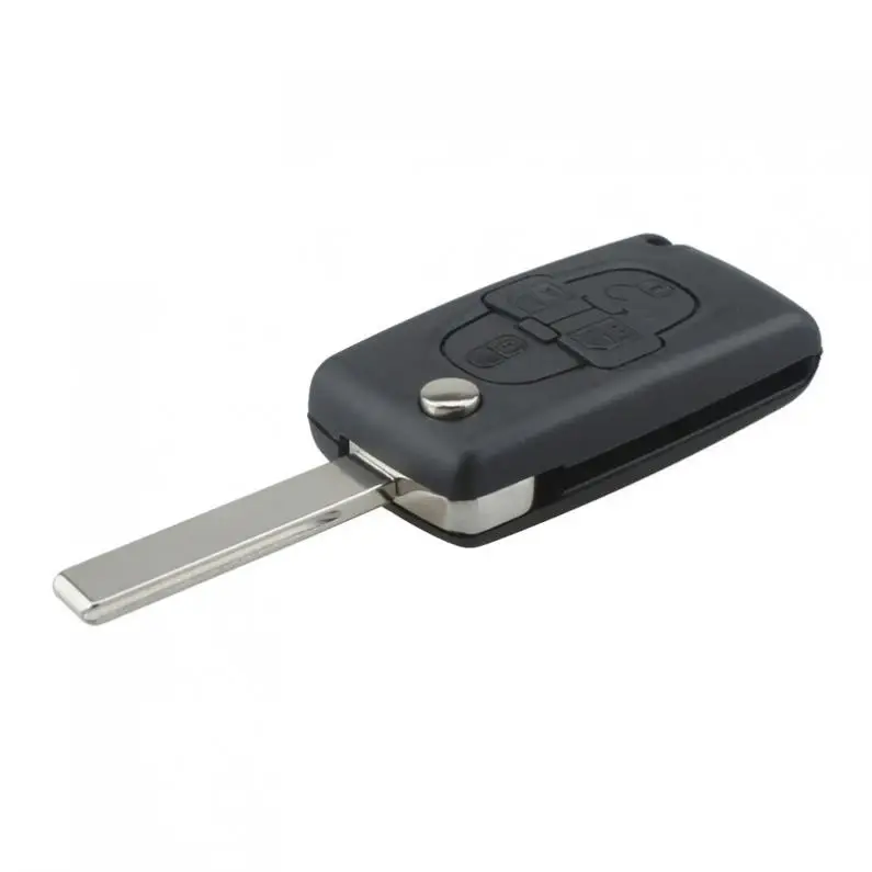 

Black 4 Buttons Folding Replacement Car Key Remote Fob Shell Case with Uncut Car Flip Key for Peugeot 1007 Citroen C8