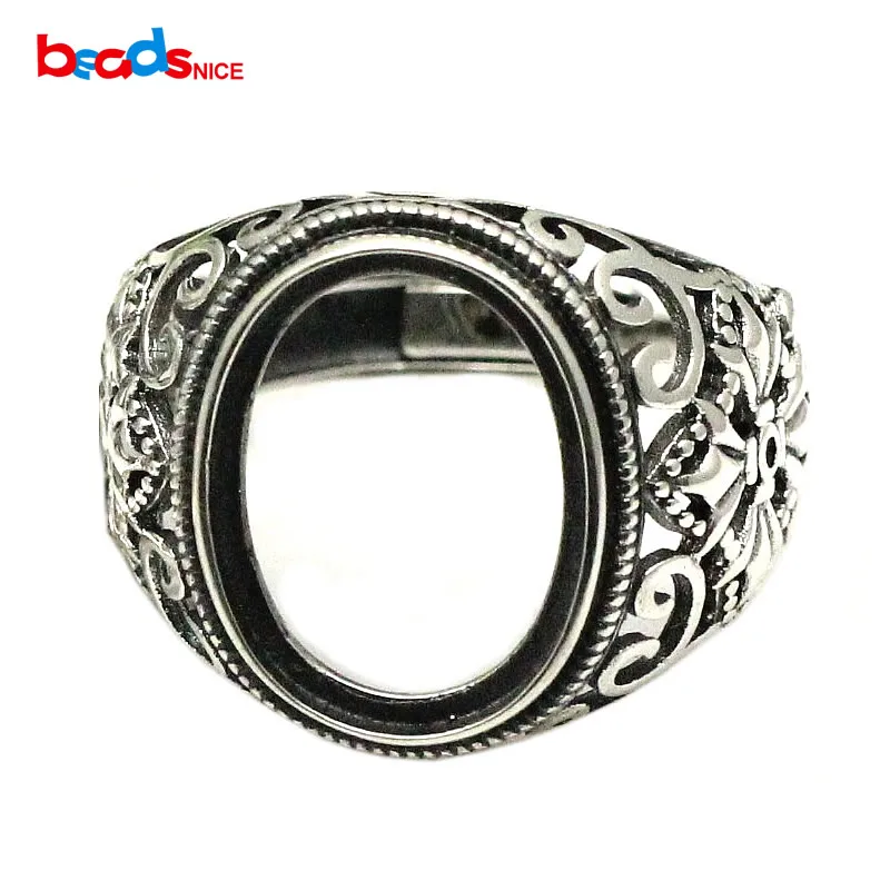 Beadsnice 925 Sterling Silver Oval cabochon Ring Setting Filigree Ring for 13x18mm Stone Handmade Jewelry Findings ID 34214